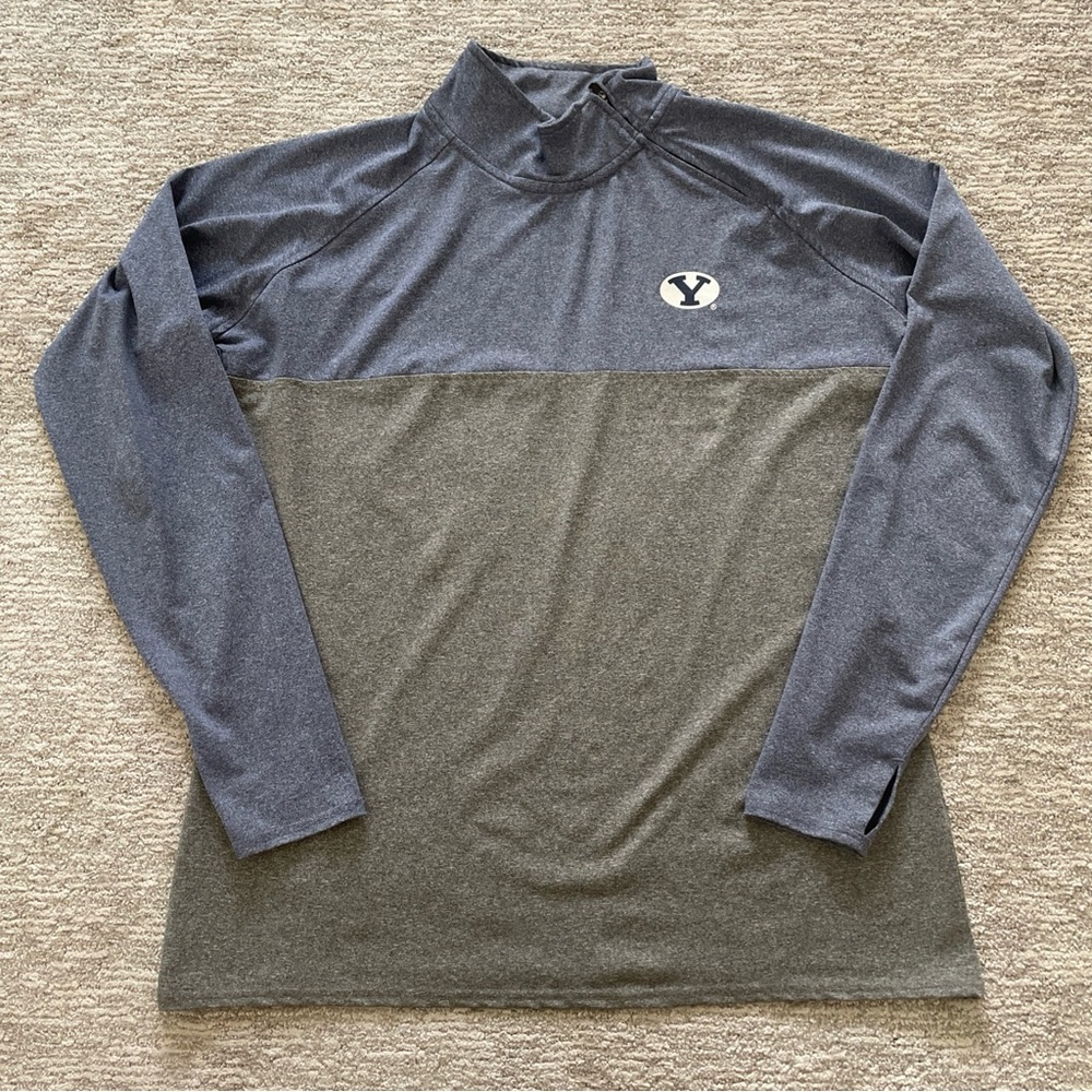 BYU Cougars Pullover Sweatshirt Offset Zipper Long Sleeve Men’s XL Slim Fit